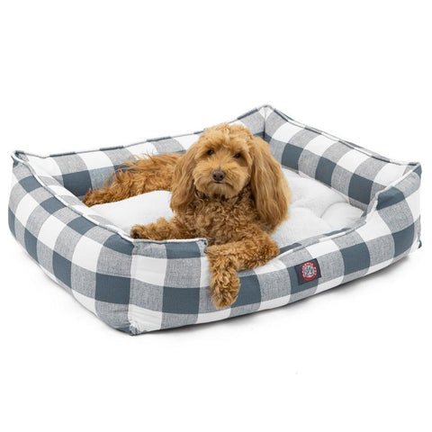 Anderson Check Plush Pet Lounge Bed – Soft Cotton Blend | Made in USA Majestic Pet 