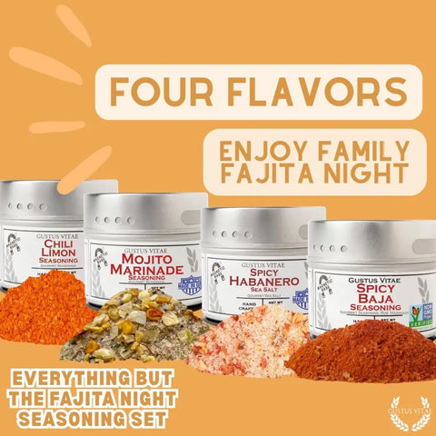 Gustus Vitae Gourmet Fajita Spice Set – 4-Piece Seasoning Collection | Made in USA Gustus Vitae  Collections & Gift Sets