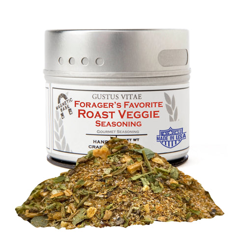 A box labeled Taste of Home – For Your Instant Pot (4 Pack) from Gustus Vitae, part of their gourmet spice blends, sits near a small pile of dried herbs and spices. The package features a “Made in USA” badge and magnetic base label.