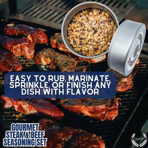 Gustus Vitae Six-Pack Gourmet Steak and Beef Seasoning Set – Handcrafted Rubs | Made in USA Gustus Vitae  Collections & Gift Sets