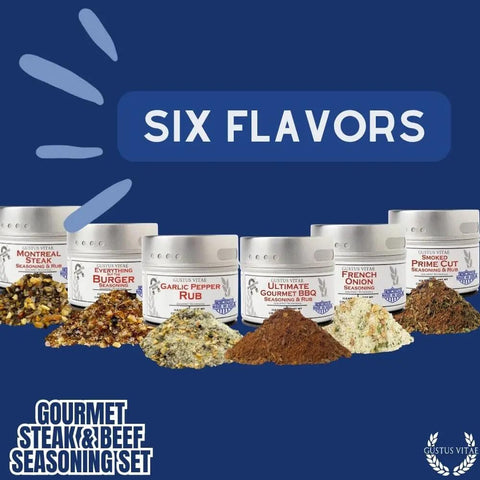 Gustus Vitae Six-Pack Gourmet Steak and Beef Seasoning Set – Handcrafted Rubs | Made in USA Gustus Vitae  Collections & Gift Sets