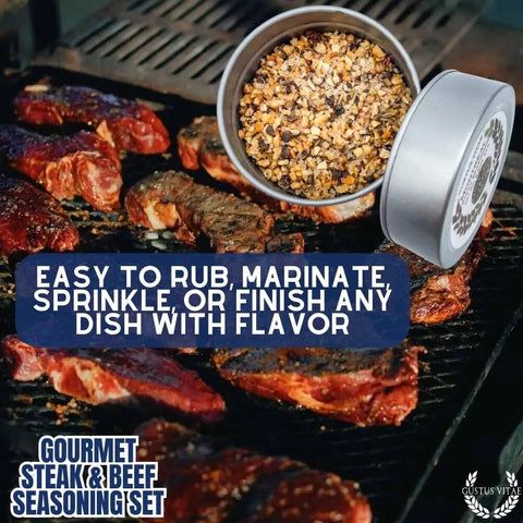 Gustus Vitae Six-Pack Gourmet Steak and Beef Seasoning Set – Handcrafted Rubs | Made in USA Gustus Vitae  Collections & Gift Sets