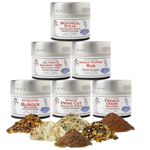 Gustus Vitae Six-Pack Gourmet Steak and Beef Seasoning Set – Handcrafted Rubs | Made in USA Gustus Vitae  Collections & Gift Sets