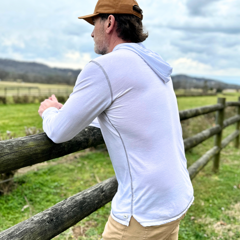 Lightweight White Hoodie Pullover – Comfortable Stretch Fabric | Made in USA Wilson Lane Apparel  shirt