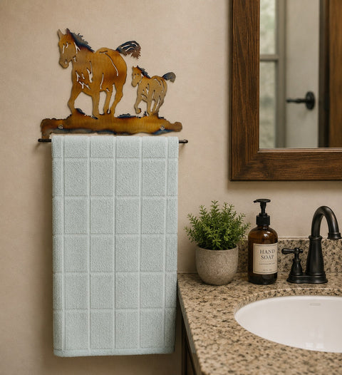 Rustic Horse and Colt Metal Coat and Towel Hook – Handcrafted Wall Mount | Made in USA Knights Home Decor  item