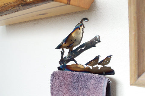 Rustic Quail Metal Hand Towel Holder – Handmade Bathroom Kitchen Rack | Made in USA Knights Home Decor  item