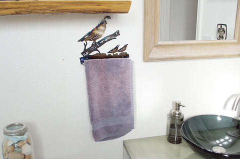 Rustic Quail Metal Hand Towel Holder – Handmade Bathroom Kitchen Rack | Made in USA Knights Home Decor  item