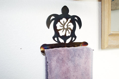 Coastal Sea Turtle Hand Towel Holder – Rustic Bathroom Decor Accent | Made in USA Knights Home Decor  item