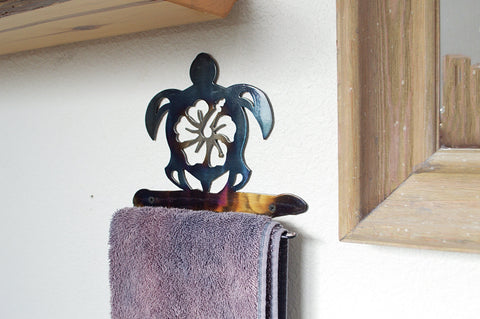 Coastal Sea Turtle Hand Towel Holder – Rustic Bathroom Decor Accent | Made in USA Knights Home Decor  item
