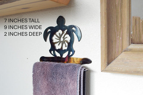 Coastal Sea Turtle Hand Towel Holder – Rustic Bathroom Decor Accent | Made in USA Knights Home Decor  item