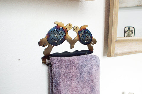 Handcrafted Metal Sea Turtle Towel Hook – Coastal Bathroom Rack | Made in USA Knights Home Decor  item