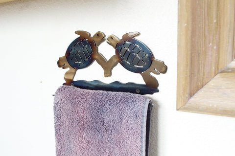Handcrafted Metal Sea Turtle Towel Hook – Coastal Bathroom Rack | Made in USA Knights Home Decor  item
