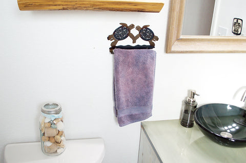 Handcrafted Metal Sea Turtle Towel Hook – Coastal Bathroom Rack | Made in USA Knights Home Decor  item