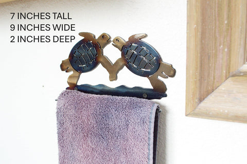 Handcrafted Metal Sea Turtle Towel Hook – Coastal Bathroom Rack | Made in USA Knights Home Decor  item