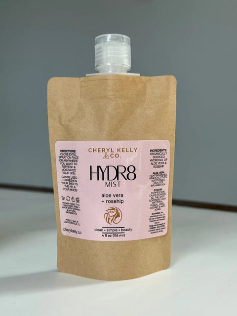 HYDR8 Mist - Aloe Vera + Rosehip Cheryl Kelly & Co.  Skincare 39.00 4oz refill pouch $39