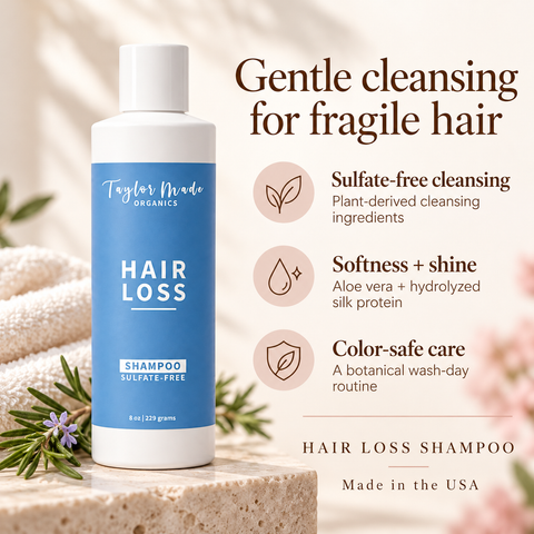 Sulfate-Free Hair Loss Shampoo 8oz – Botanical Growth Formula with Horsetail and Silk Protein | Made in USA Taylor Made Organics  hair care