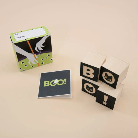 Halloween Themed Wooden Building Blocks For Kids – 1.75 Inch Cubes – Boo!, Witches' Brew | Made In USA Uncle Goose  Decor