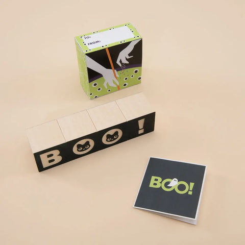 Halloween Themed Wooden Building Blocks For Kids – 1.75 Inch Cubes – Boo!, Witches' Brew | Made In USA Uncle Goose  Decor