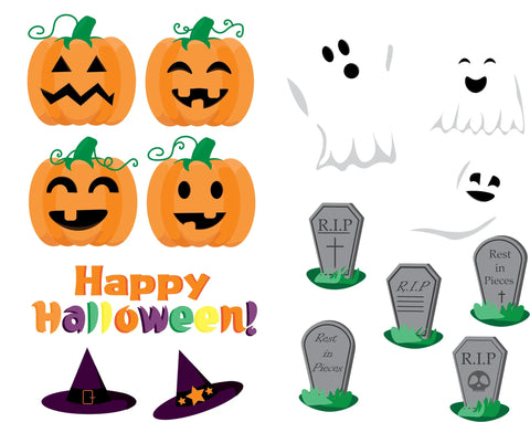 Halloween Wall Decal Set – Spooky Cats Bats Webs | Made in USA Chatelet Manufacturing 