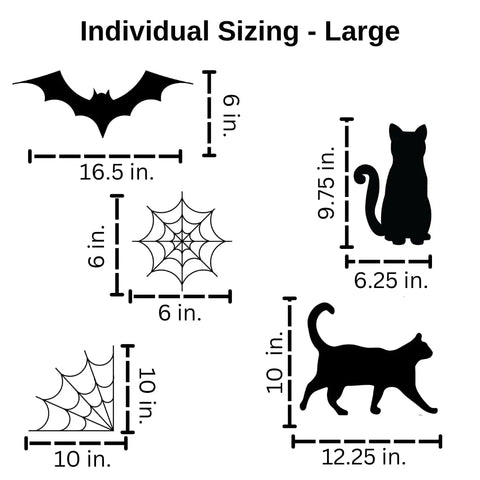 Halloween Wall Decal Set – Spooky Cats Bats Webs | Made in USA Chatelet Manufacturing 