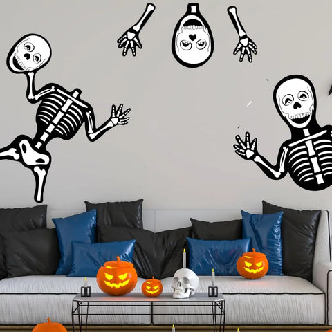Halloween Wall or Door Decal - "Skeletons" | Made in USA |Peel and Stick Removable Vinyl (Skeletons, Small) Chatelet Manufacturing 