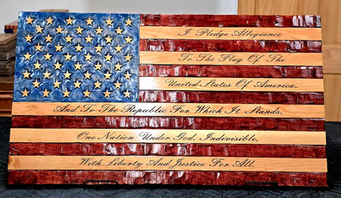 Hand Chiseled American Flag American Grains LLC 