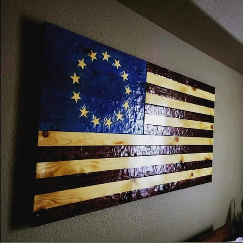 Hand Chiseled American Flag American Grains LLC 