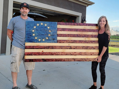 Hand Chiseled American Flag American Grains LLC 