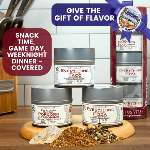 Hand-Crafted Spice Gift Set Trio – Taco, Pizza & Popcorn Seasonings | Small-Batch Blend | Made in USA Gustus Vitae  Collections & Gift Sets