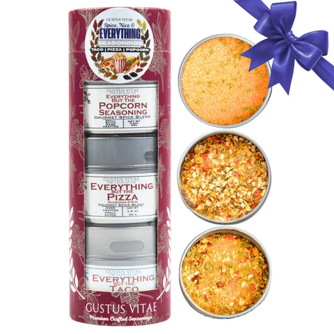 Hand-Crafted Spice Gift Set Trio – Taco, Pizza & Popcorn Seasonings | Small-Batch Blend | Made in USA Gustus Vitae  Collections & Gift Sets
