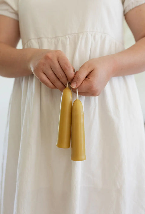 Hand-Dipped 5 Inch Pure Beeswax Candles – Unscented Toxin-Free Set of Two | Made in USA Millstream Home  Candle