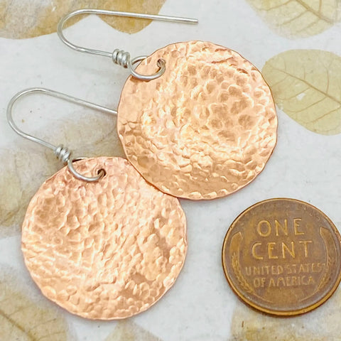 Hand Forged Copper Disk Earrings – Lightweight Artisan Jewelry | Made in USA Janecka 