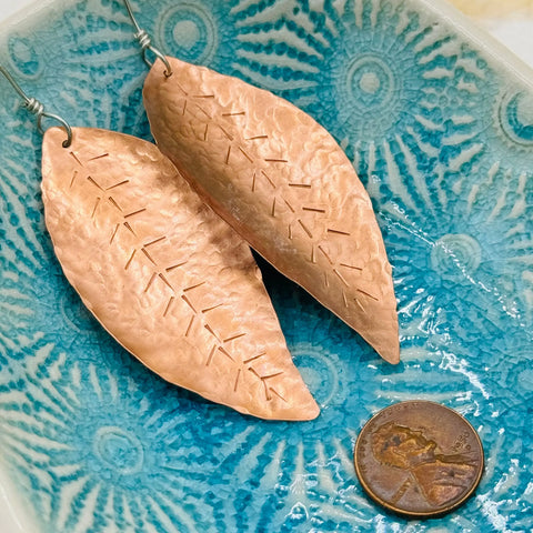Hand Forged Copper Leaf Earrings – Artisan Jewelry | Made in USA Janecka 