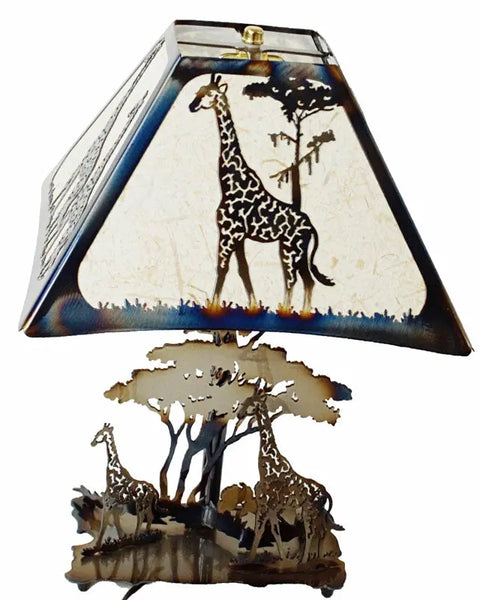 Hand-Forged Giraffe Table Lamp – Rustic Metal Wildlife Decor – Unique Heated Finish | Made in USA Knights Home Decor  item