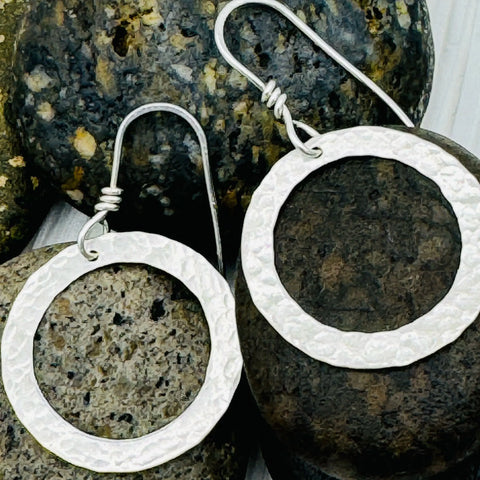 Hand Forged Sterling Silver Hoop Earrings – Artisan Jewelry | Made in USA Janecka 