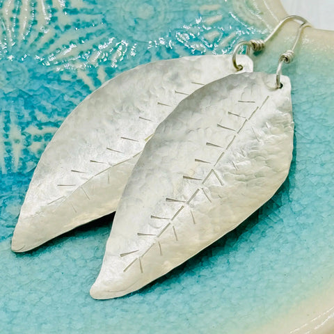 Hand Forged Sterling Silver Leaf Earrings – Lightweight Artisan Jewelry | Made in USA Janecka 