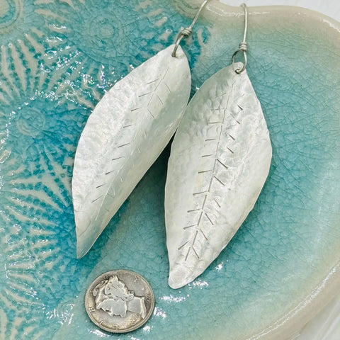 Hand Forged Sterling Silver Leaf Earrings – Lightweight Artisan Jewelry | Made in USA Janecka 