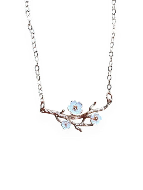 Hand-Painted Dogwood Blossom Branch Pendant Necklace – Adjustable Length with Lobster Clasp | Made in USA Michelle Marie Boutique  Necklaces