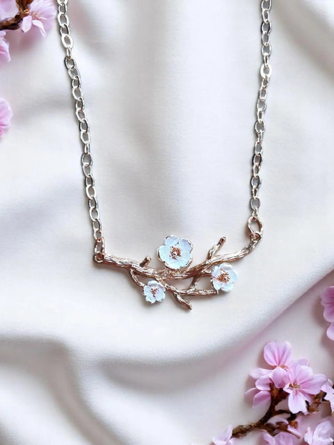 Hand-Painted Dogwood Blossom Pendant Necklace Michelle Marie Boutique  Necklaces