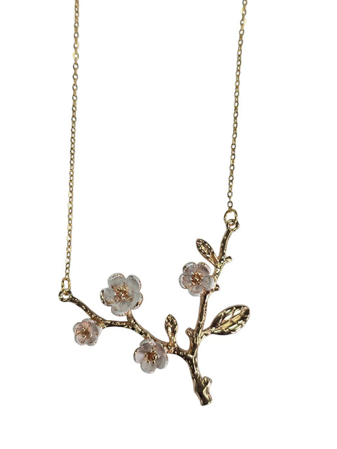 Hand-Painted Dogwood Blossom Pendant Necklace Michelle Marie Boutique  Necklaces