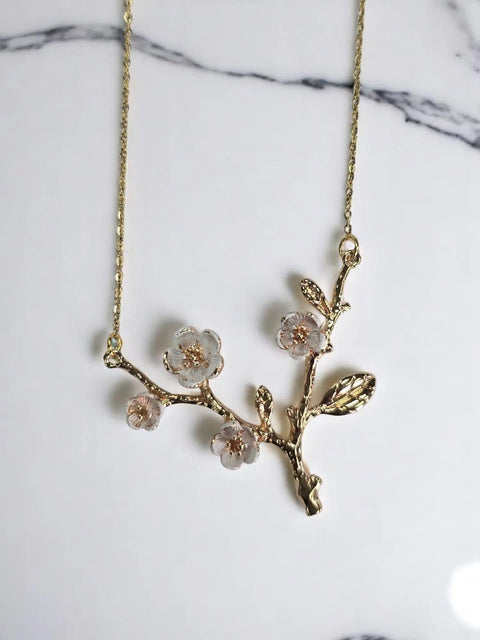 Hand-Painted Dogwood Blossom Pendant Necklace Michelle Marie Boutique  Necklaces