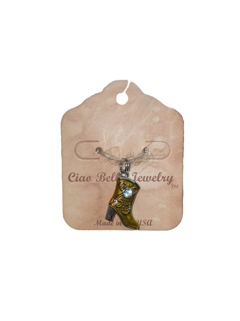 Hand-Painted Gold Boot Charm Necklace – Adjustable Silver Chain Accessory | Unique Gift | Made in USA Michelle Marie Boutique  Charm