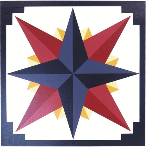 Hand-Painted Mariner's Compass Barn Quilt – Rustic Outdoor Wall Decor | Made in USA Amish Toy Box  Lawn & Patio