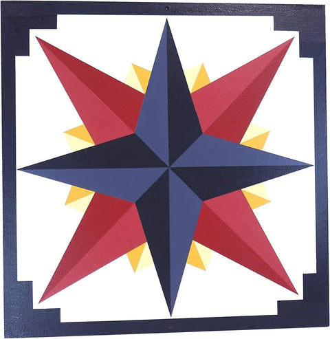 Hand-Painted Mariner's Compass Barn Quilt – Rustic Outdoor Wall Decor | Made in USA Amish Toy Box  Lawn & Patio