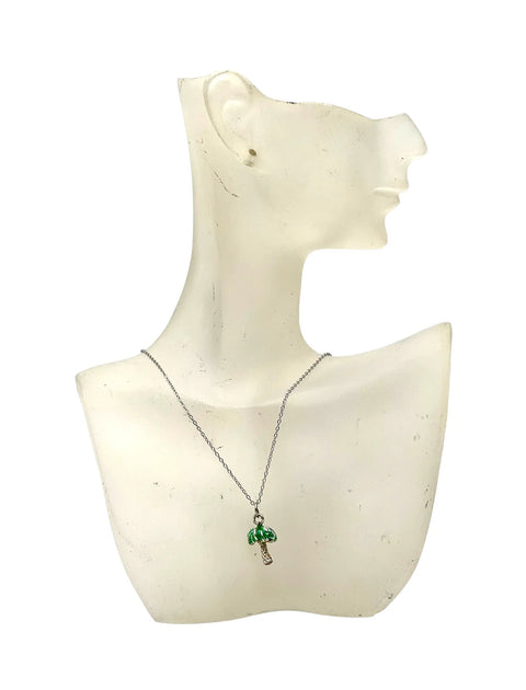 Hand-Painted Palm Tree Charm Necklace – 18 Inch Stainless Steel Chain | Coastal Jewelry Made in USA Michelle Marie Boutique  Necklace