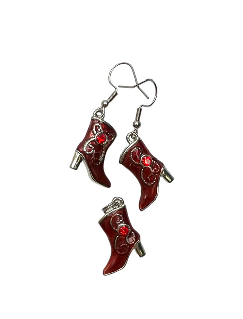 Hand-Painted Red Boot Earrings and Necklace Set – 18 Inch Stainless Steel Chain | Made in USA Michelle Marie Boutique  Jewelry Sets