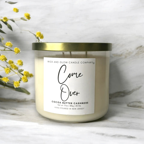 Hand-Poured 17 oz Soy Wax Candle – Cocoa Butter Vanilla Blend – Cozy Home Fragrance | Made in USA Wick and Glow Candle Company™  Candles