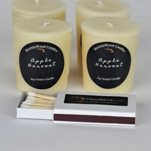 Hand-Poured Apple Harvest Soy Votive Candles 4-Pack – Eco-Friendly Home Fragrance | Made in USA MorninWood Candles  Candles