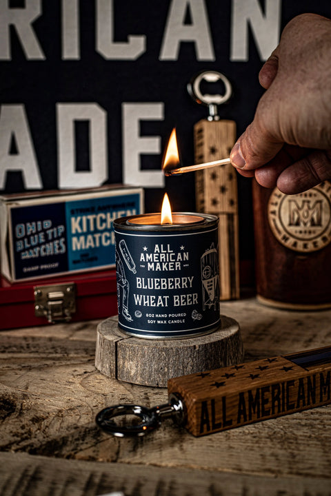 Hand Poured Blueberry Wheat Beer Scented Soy Candle 8 Oz – Craft Beer Aroma | Made in USA All American Maker 