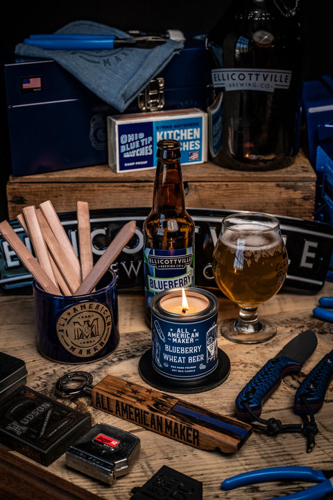 Hand Poured Blueberry Wheat Beer Scented Soy Candle 8 Oz – Craft Beer Aroma | Made in USA All American Maker 
